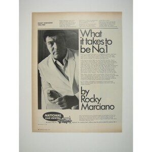 Rocky Marciano National Rental Car ADVERT Boxing 1960s Vintage Print Ad